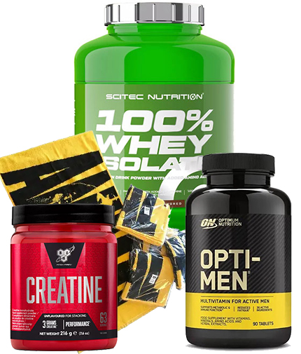 PROMO STACK SCITEC ISOLATE + OPTI MEN  + CREATINE + TOWEL